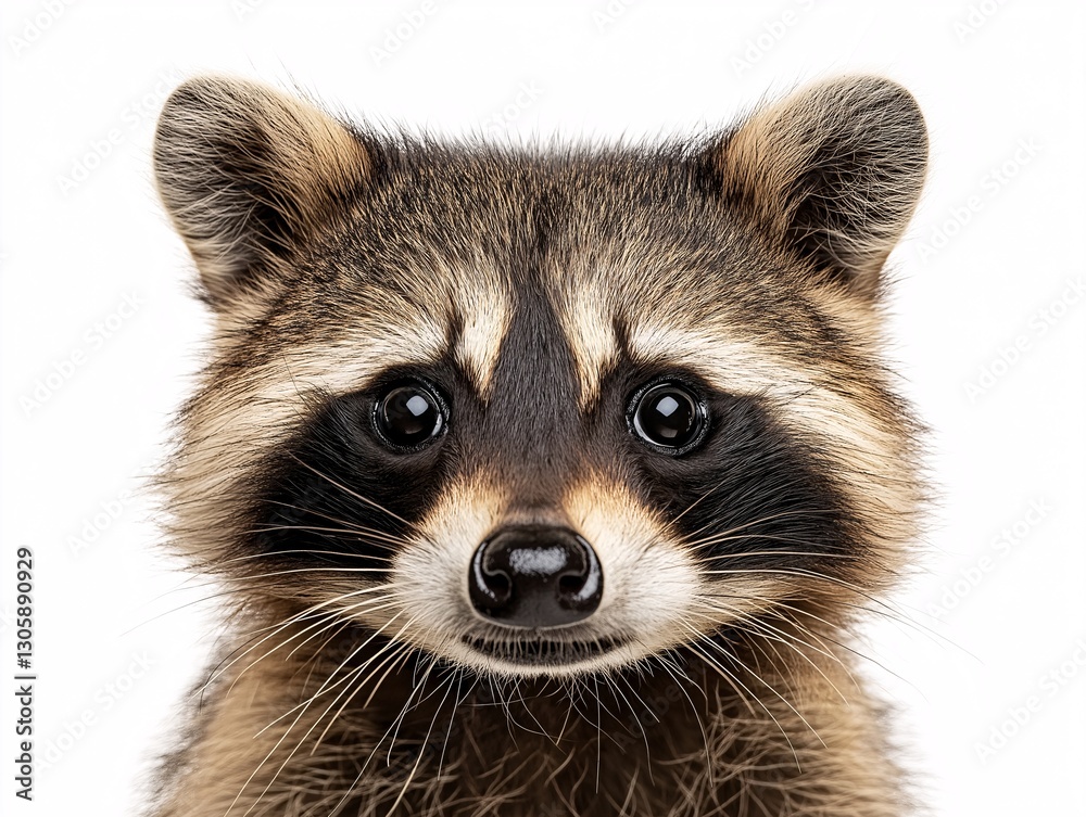 Fototapeta premium Curious Raccoon: Captivating Wildlife Headshot in Forest Habitat
