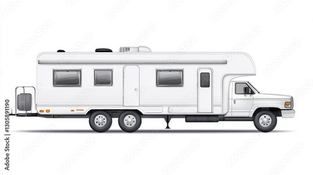 White Class A RV Motorhome Illustration Side View, Sketch Style, Travel Vehicle, RV Camping RV illustration, motorhome design White Class A RV Motorhome Illustration Side View, Sketch Style, Travel Vehicle, RV Camping RV illustration, motorhome design