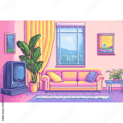 Living room illustration design plant vector