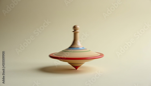 Minimalist spinning top on light background for toy design blogs and physics concept illustrations