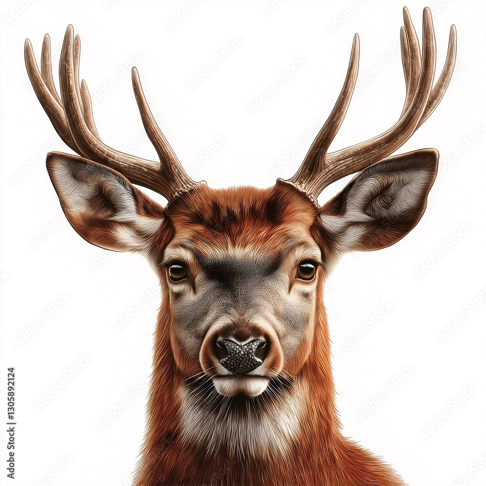 Fototapeta premium Stunning Portrait of a Curious Deer in its Natural Woodland Habitat - Wildlife Conservation Art