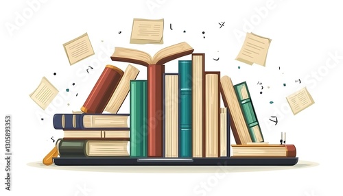 Books on Tablet, Knowledge, Flying Pages