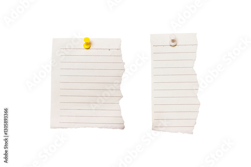 Note paper isolated on transparent background, free space for writing messages.