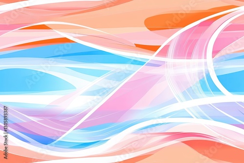 Abstract Colorful Background with Smooth Waves and Flowing Lines in Pastel Tones