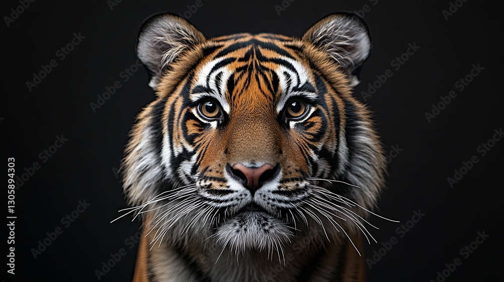 Fototapeta premium Majestic Tiger Portrait Against Dark Background