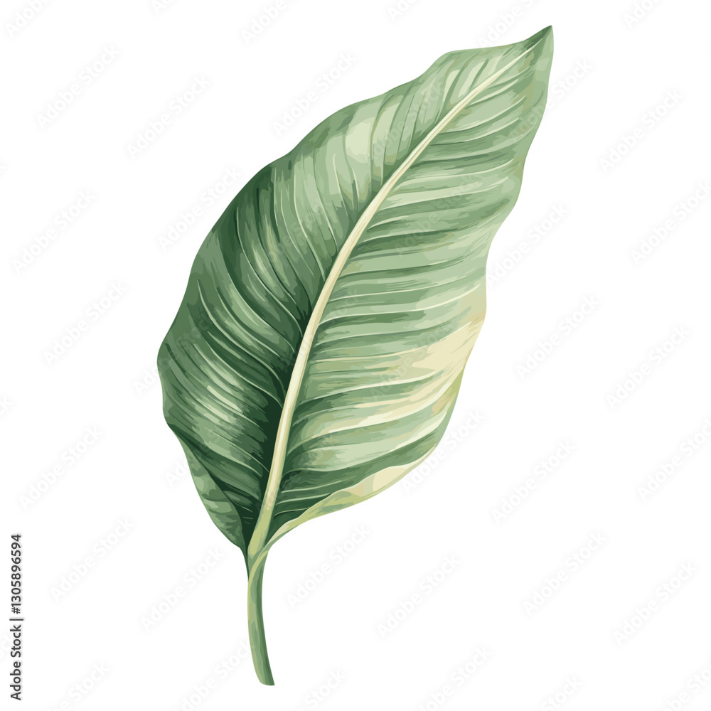 Fototapeta premium Bird of paradise green leaf plant illustration art vector
