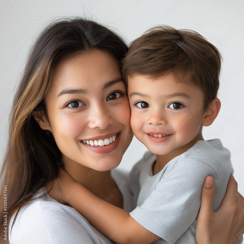Mother and Child Portrait: Capturing Happy Family Bonding and Genuine Joyful Affection Mother and Child Portrait: Capturing Happy Family Bonding and Genuine Joyful Affection