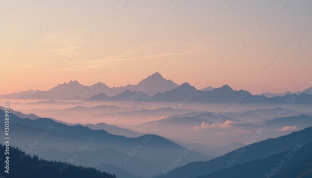 Obraz premium Breathtaking sunrise over majestic mountains serene landscape nature photography early morning wide-angle tranquility