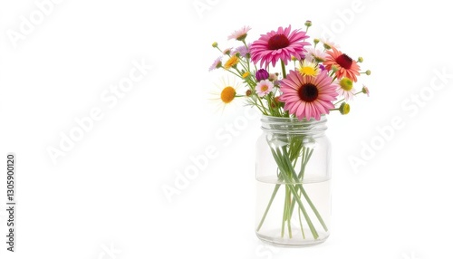 Wallpaper Mural Colorful flower arrangement in jar bright indoor setting floral photography natural light vibrant aesthetic Torontodigital.ca