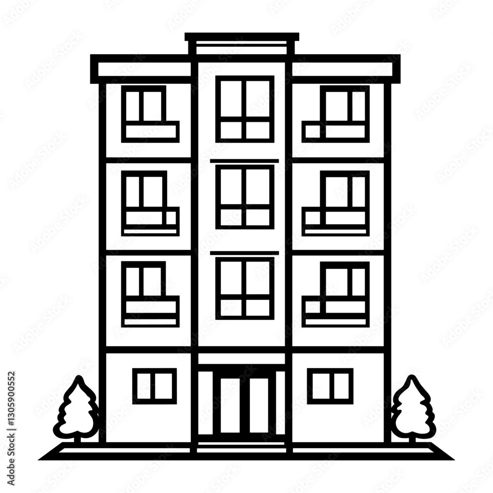 Simple apartment building logo linear architecture illustration design vector Simple apartment building logo linear architecture illustration design vector