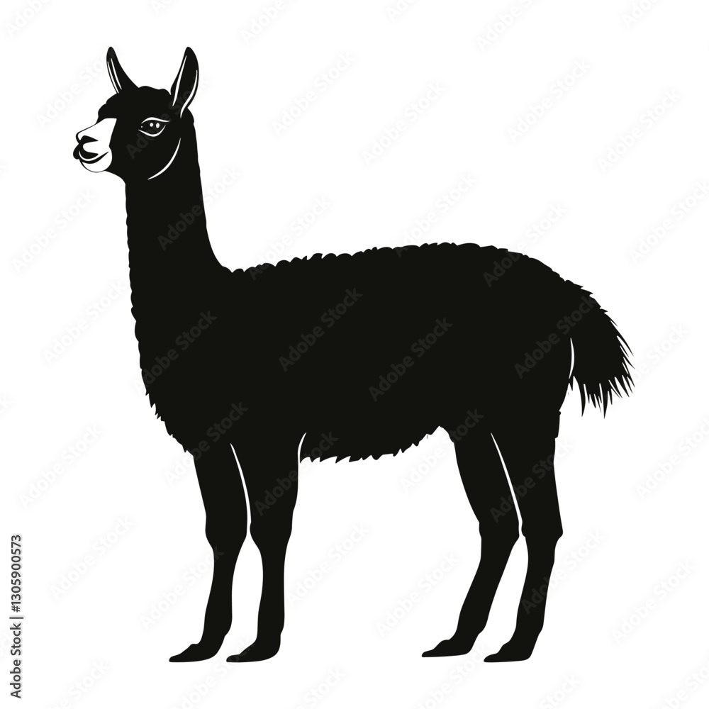 Fototapeta premium Simple alpaca linear silhouette illustration graphic vector