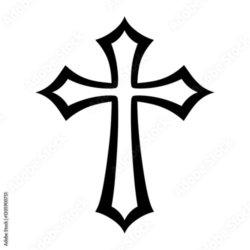 Cross linear stencil outline symbol vector
