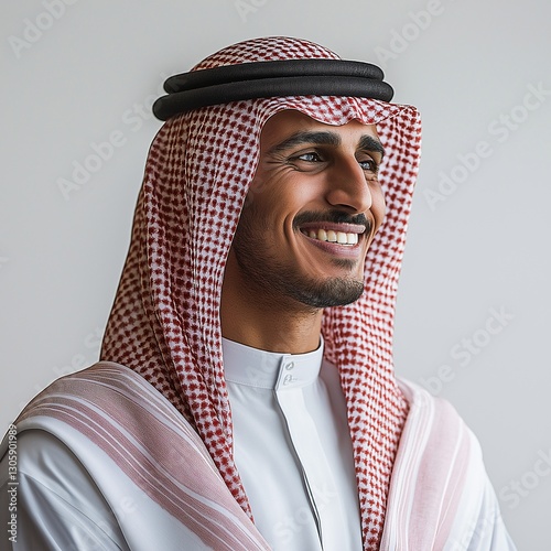 Smiling Arabic Man in Traditional Clothing: Capturing the Essence of Saudi Arabian Culture and Men's Fashion