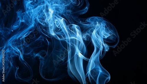 blue smoke on black background photo