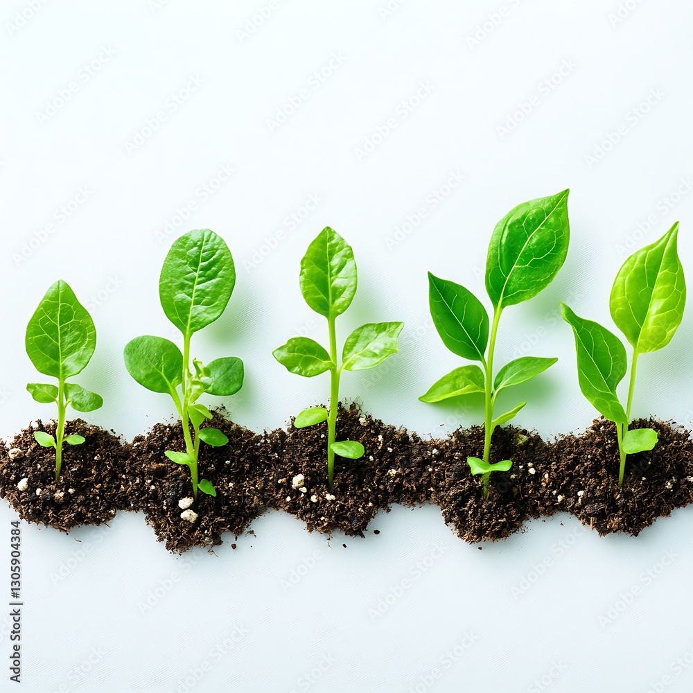 Naklejka premium Growing Plants Stages Development Sequence