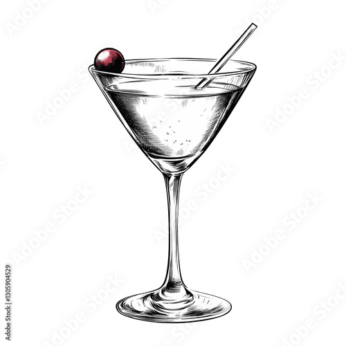 A famous cocktail engraved isolated drink vector illustration beverage martini sketch vector