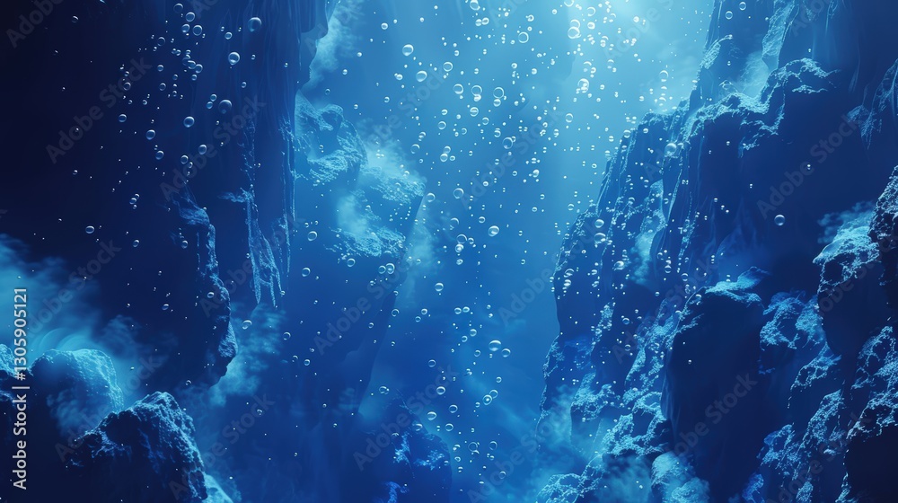Obraz premium Mysterious underwater scene with bubbles