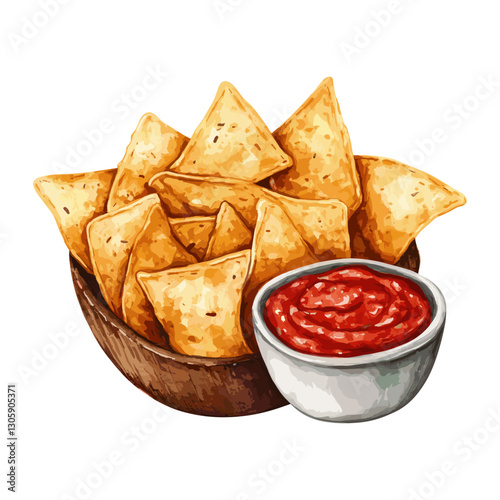 Cheese nachos illustration ketchup snack vector