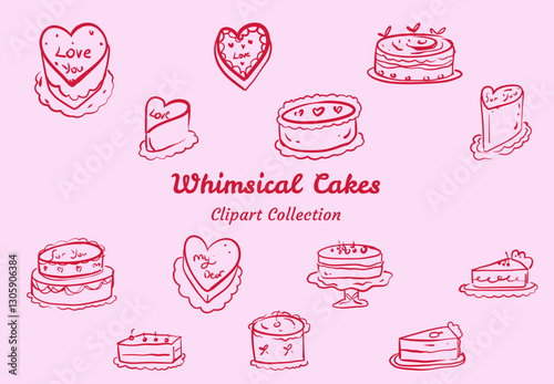 Elegant Watercolor Whimsical Cake Clipart for Sweet Celebrations Graphics Art Set