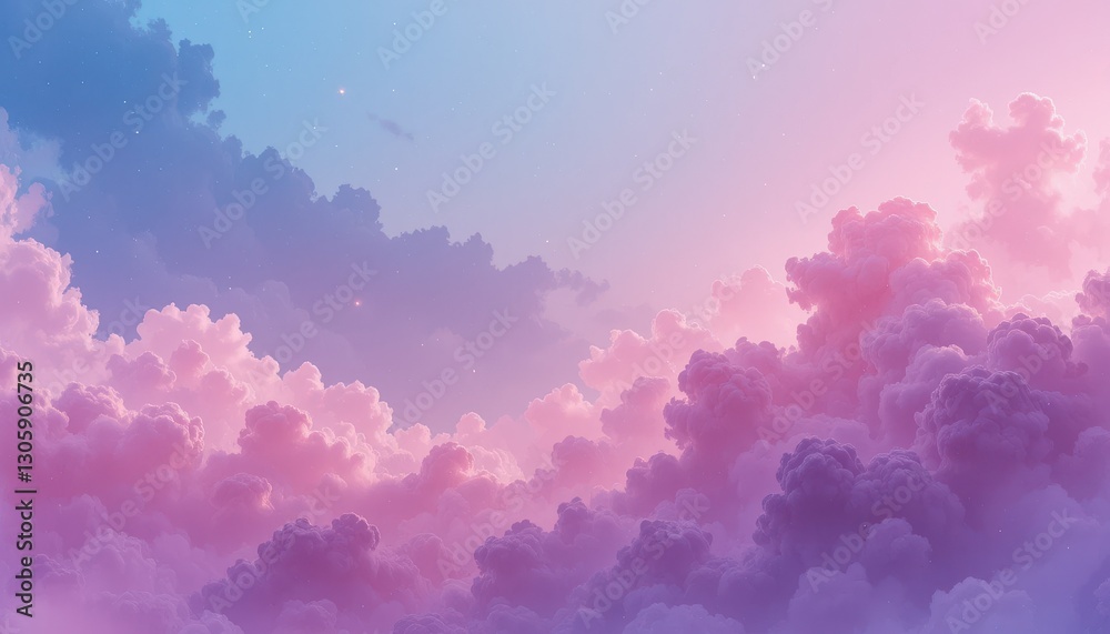 Fototapeta premium Vibrant sunset clouds serene sky digital art tranquil atmosphere wide perspective dreamy concept