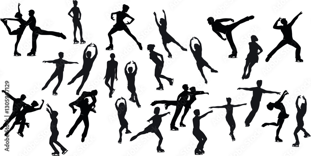 Figure skating woman sport silhouette stencil templates Figure skating woman sport silhouette stencil templates