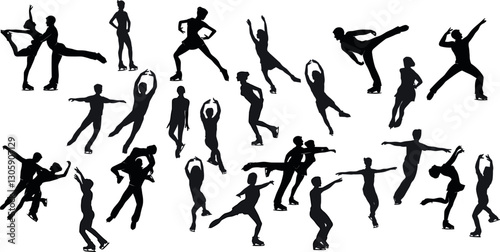 Figure skating woman sport silhouette stencil templates