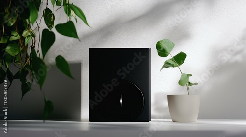 Modern Black Speaker  Minimalist Home Audio  Stylish Room Decor