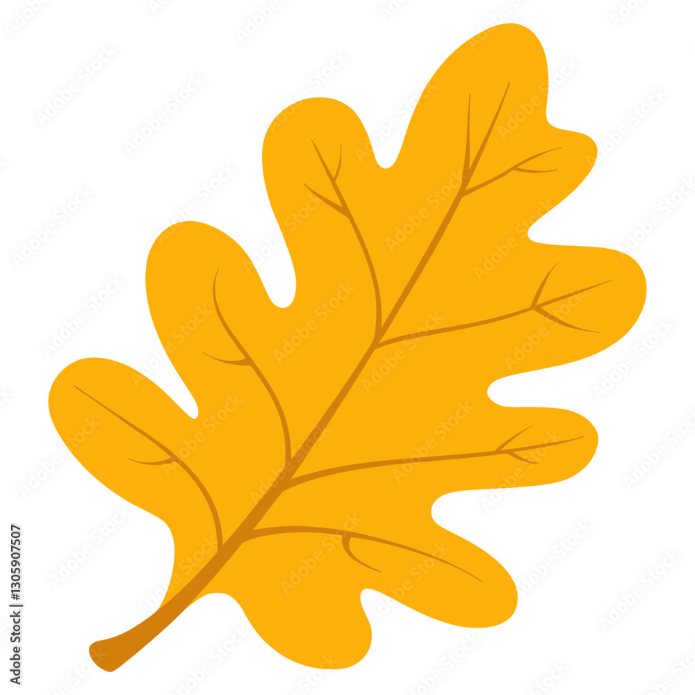 Obraz premium Yellow rounded oak leaf illustration autumn fall vector