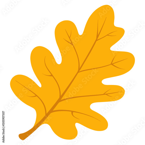 Yellow rounded oak leaf illustration autumn fall vector