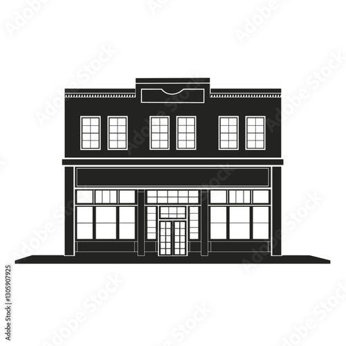 Simple vintage factory facade architecture silhouette building vector
