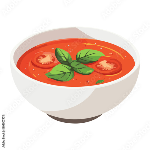 Gazpacho in a bowl illustration white food vector