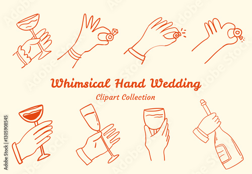 Wedding Hand Clipart Set Elegant Hand Drawn Design For Romantic Digital Graphics Assets