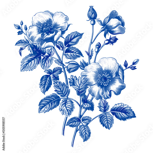 Clump of flowers drawing pattern vintage vector