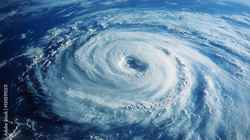 Obraz na płótnie Massive Cyclone Swirling Over the Ocean Seen from Above During Storm Season w salonie