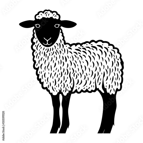 Lamb linear illustration animal sheep vector