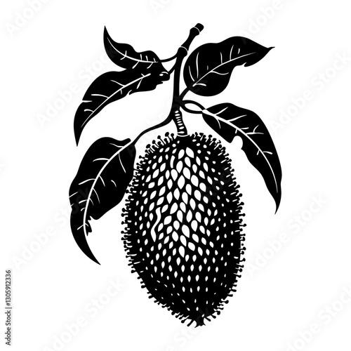 A jackfruit icon illustration black white vector