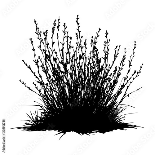 Desert bushes silhouette illustration plant vector
