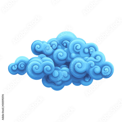 Chinese Auspicious clouds illustration blue art vector