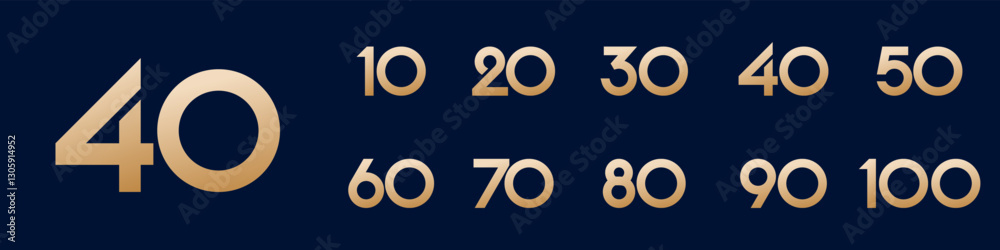 Fototapeta premium collection anniversary 10 to 100 year logo designs. abstract number for celebration event, wedding, greeting card, and invitation, vector illustration