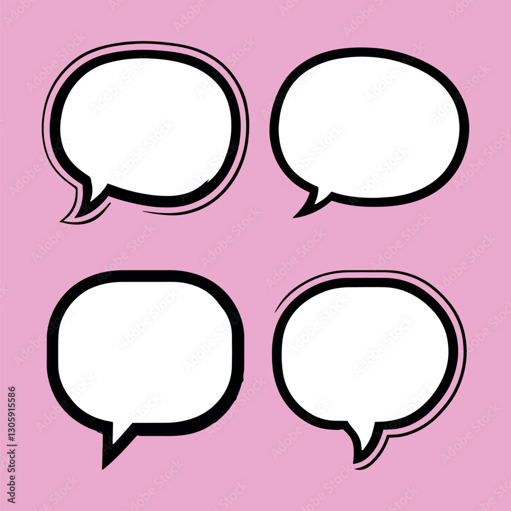 Doodle speech bubble illustration set vector Doodle speech bubble illustration set vector