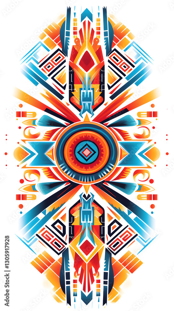 Fototapeta premium colorful aztec design vector pattern geometric shapes design poster background
