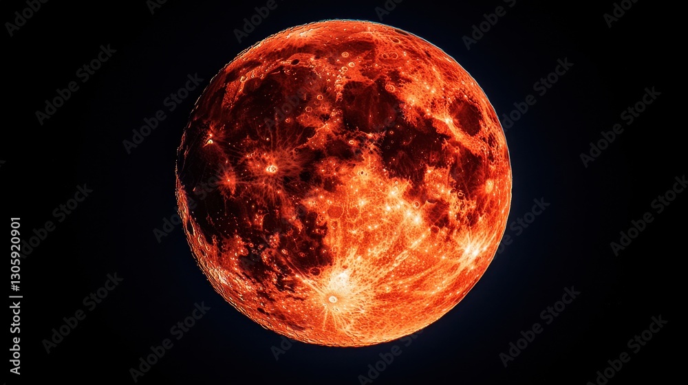 Obraz premium Red Moon in Dark Night Sky