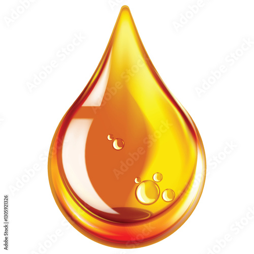 Realistic drop of oil with bubbles inside
