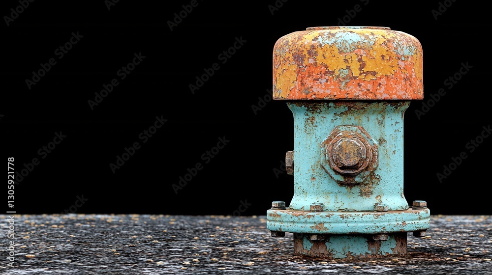 Rusty Industrial Valve on Dark Ground