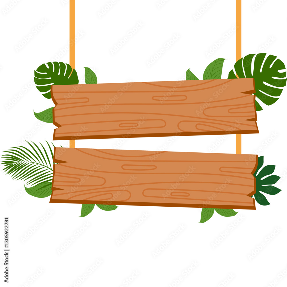 Signboard with Leaves Illustration
