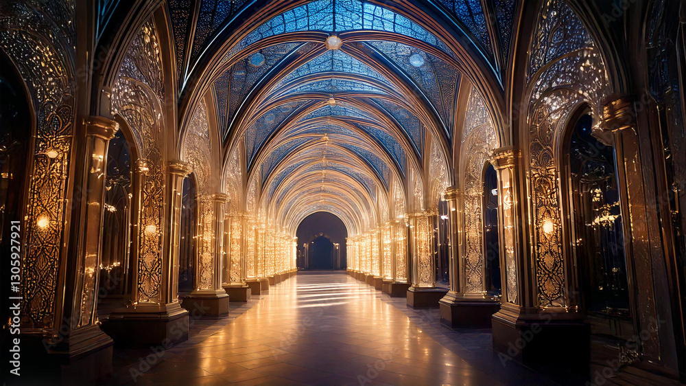 Fototapeta premium Illuminated Glass Archway of Elegance