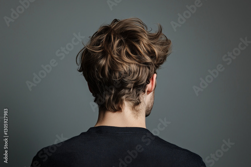 Obraz na płótnie Men with healthy messy hair back view. Best for photography model shampoo product w salonie