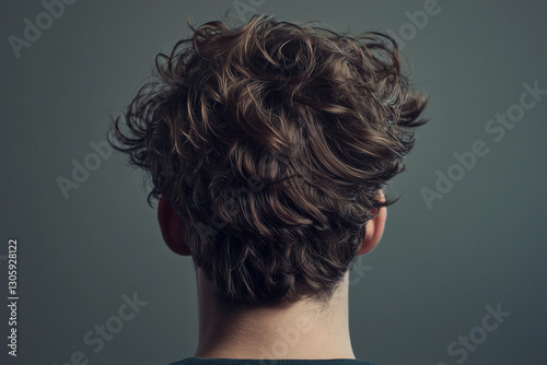 Men with healthy messy hair back view. Best for photography model shampoo product
