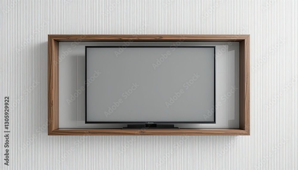 Modern tv setup in elegant living room interior design minimalist contemporary aesthetic