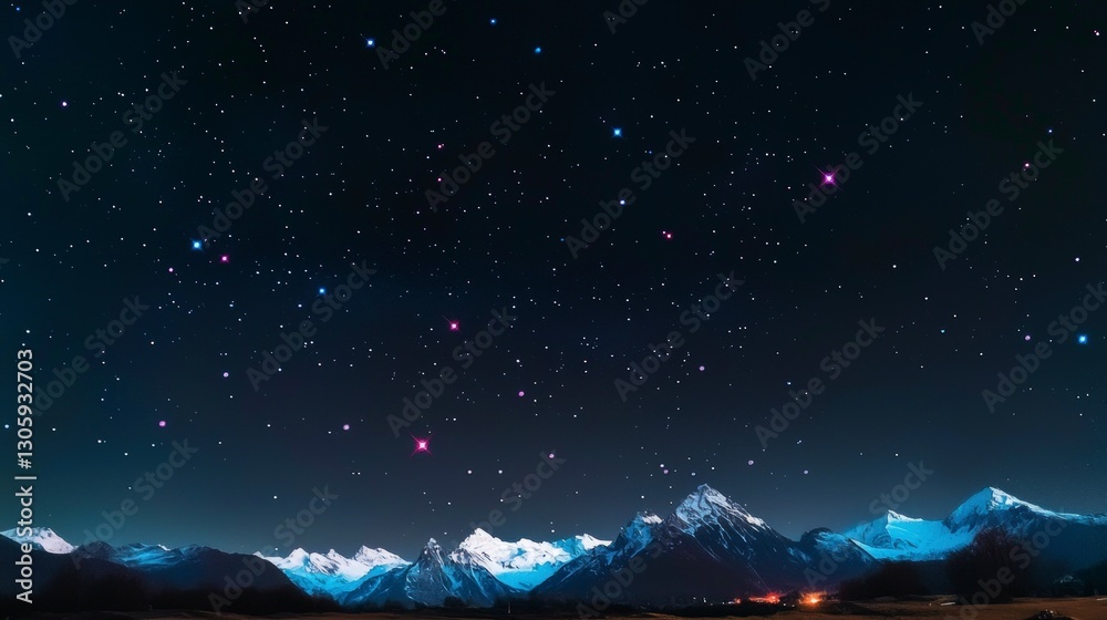 Fototapeta premium Majestic Night Sky Starry Mountainscape Celestial Wonders